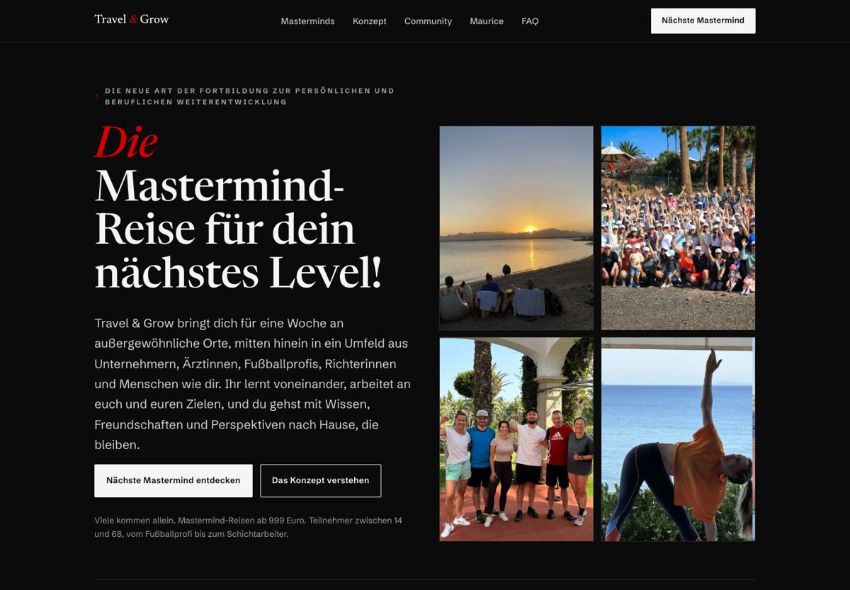 Startseite von travel-and-grow-mastermind.de